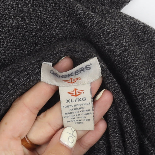 Dockers Grey V-Neck Acrylic Jumper XL