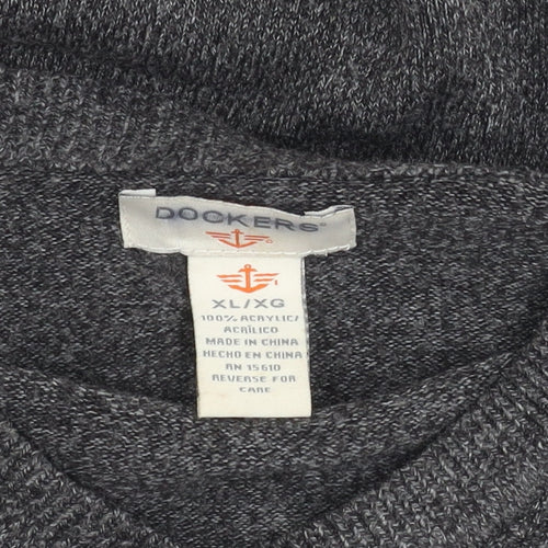 Dockers Grey V-Neck Acrylic Jumper XL