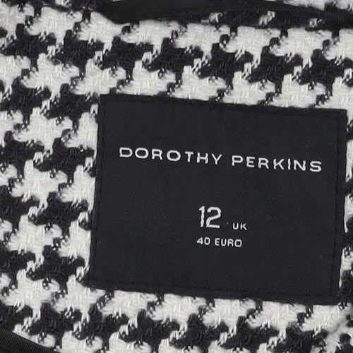 Dorothy Perkins Women's Black and White Houndstooth Coat, Size 12