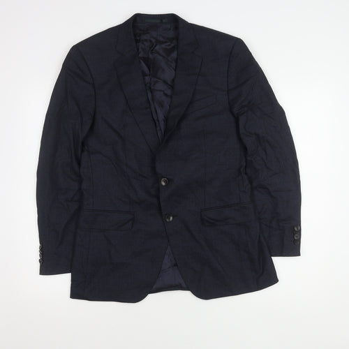 Colombo Men's Blue Wool Blazer, Size 38, Regular Fit