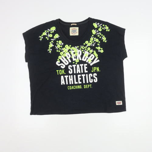 Superdry Women's Black L T-Shirt, Sleeveless, Athletic