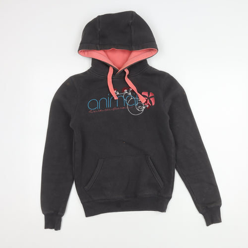 Animal Women's Black Hoodie Size 8 with Logo Accents