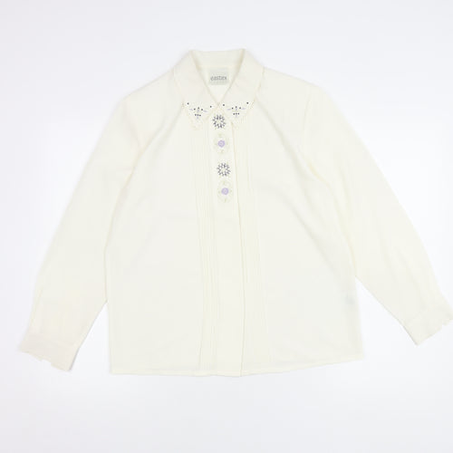 Eastex Women's White Button-Up Shirt, Size 10, Long Sleeve