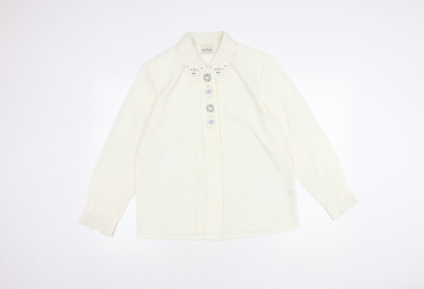 Eastex Women's White Button-Up Shirt, Size 10, Long Sleeve