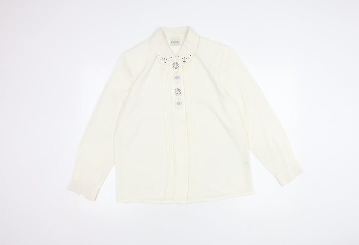 Eastex Women's White Button-Up Shirt, Size 10, Long Sleeve