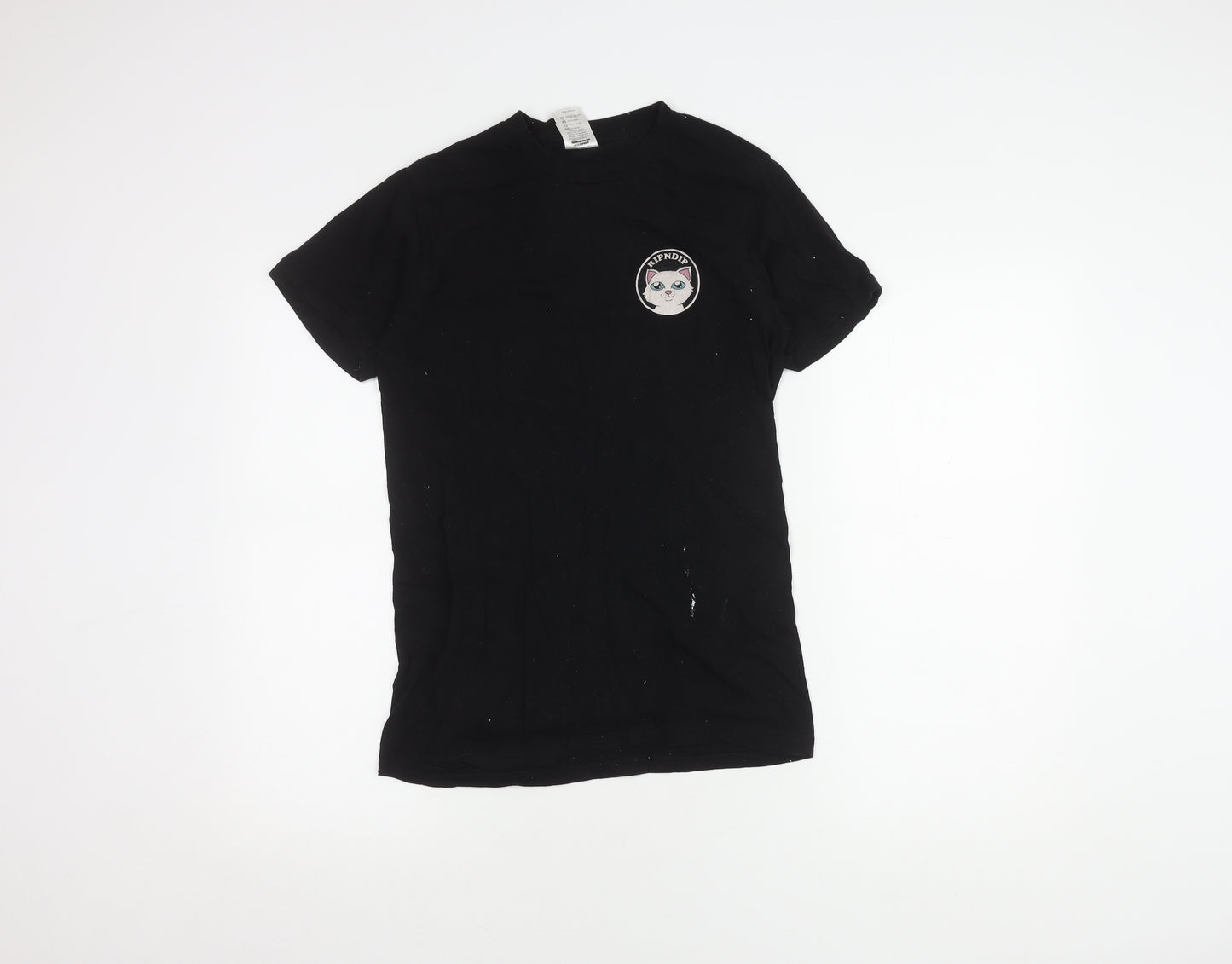 RIPNDIP Unisex Black T-Shirt S, Funny Cat Graphic