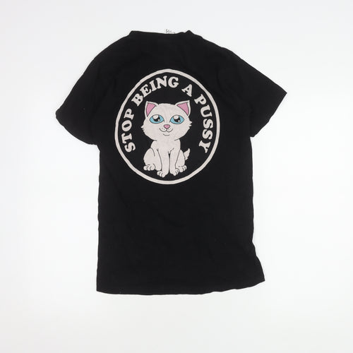 RIPNDIP Unisex Black T-Shirt S, Funny Cat Graphic