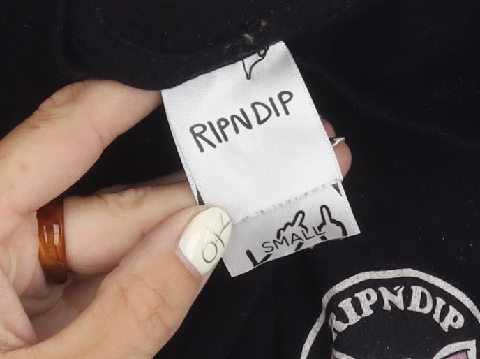 RIPNDIP Unisex Black T-Shirt S, Funny Cat Graphic