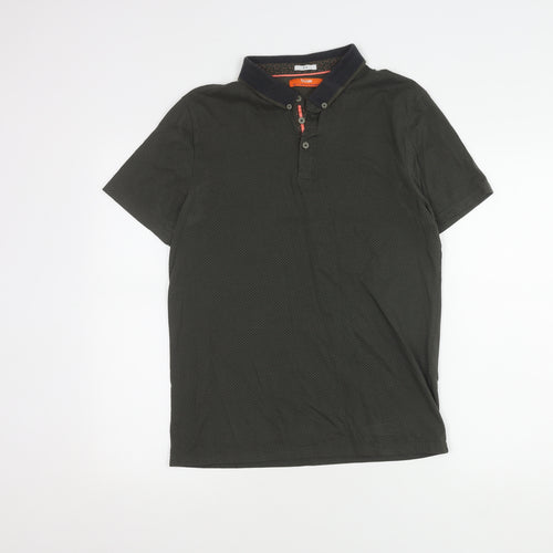 Jules Black Geometric Slim Fit Polo for Men, Size M