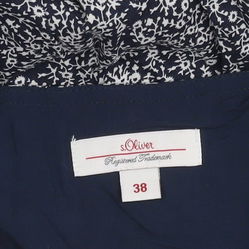 s.Oliver Women's Blue Floral V-Neck Dress Size 14