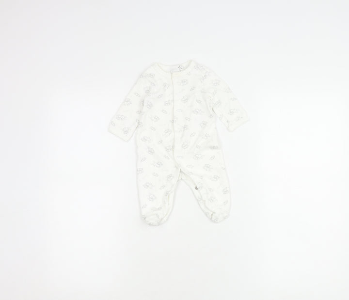 Jasper Conran Unisex White Babygrow 0-3 Months Animal Print