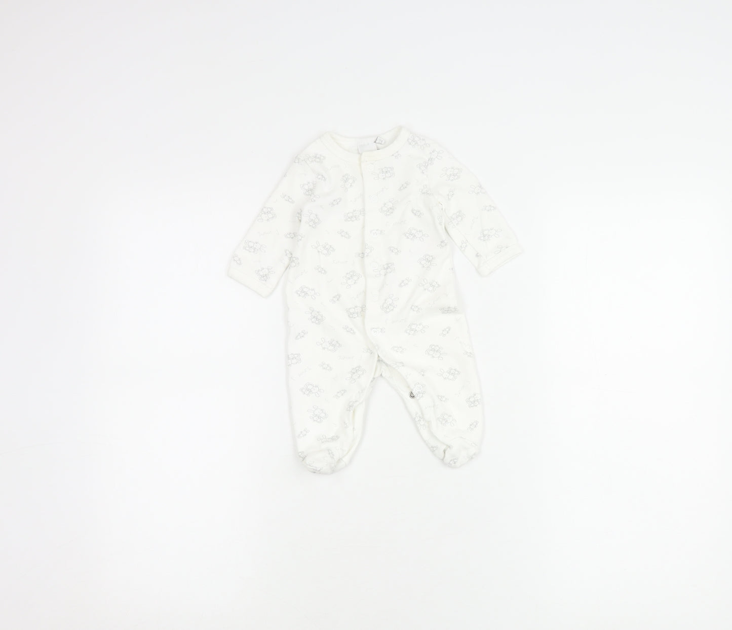 Jasper Conran Unisex White Babygrow 0-3 Months Animal Print
