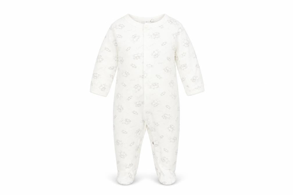 Jasper Conran Unisex White Babygrow 0-3 Months Animal Print