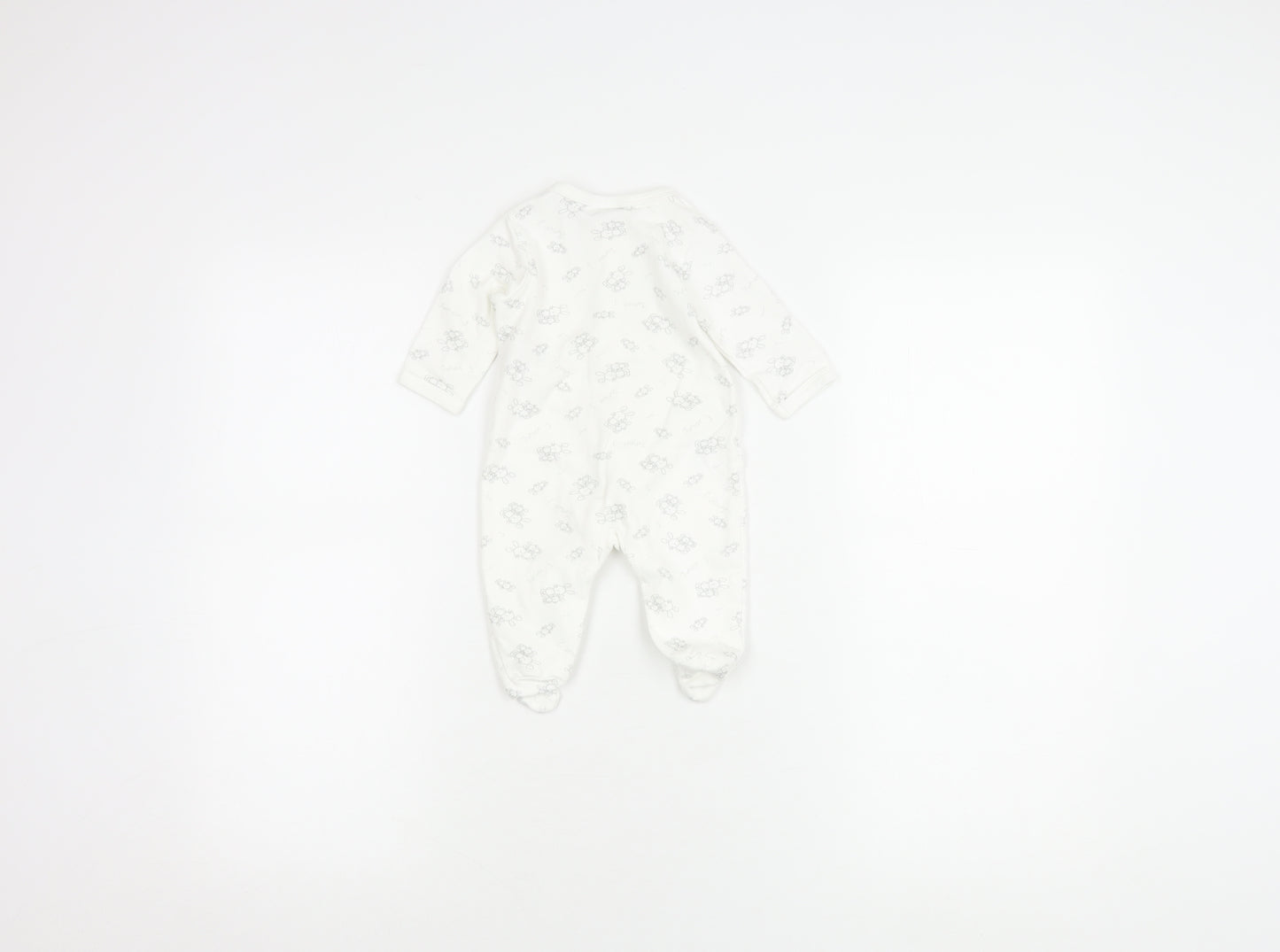 Jasper Conran Unisex White Babygrow 0-3 Months Animal Print