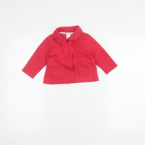 Jasper Conran Girls Red Quilted Jacket 9-12 Months Bow Accent