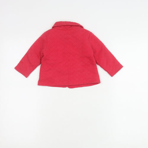 Jasper Conran Girls Red Quilted Jacket 9-12 Months Bow Accent