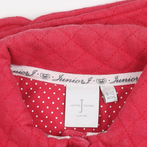 Jasper Conran Girls Red Quilted Jacket 9-12 Months Bow Accent