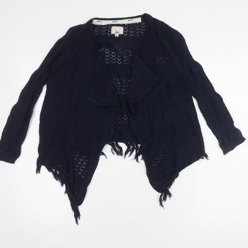 Mantaray Girls Blue Cardigan Age 7-8 Fringe Knit Lightweight