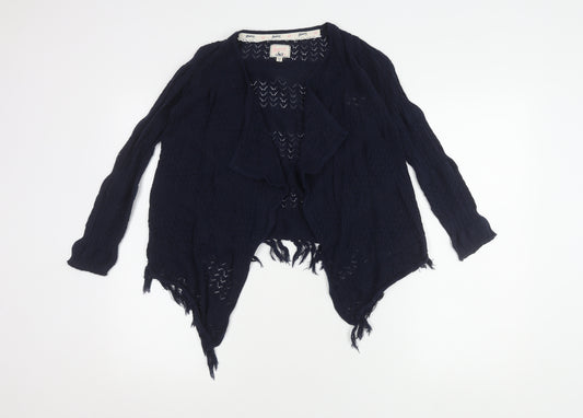 Mantaray Girls Blue Cardigan Age 7-8 Fringe Knit Lightweight