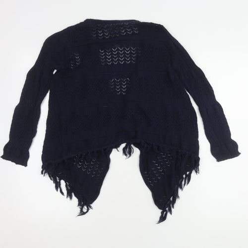Mantaray Girls Blue Cardigan Age 7-8 Fringe Knit Lightweight