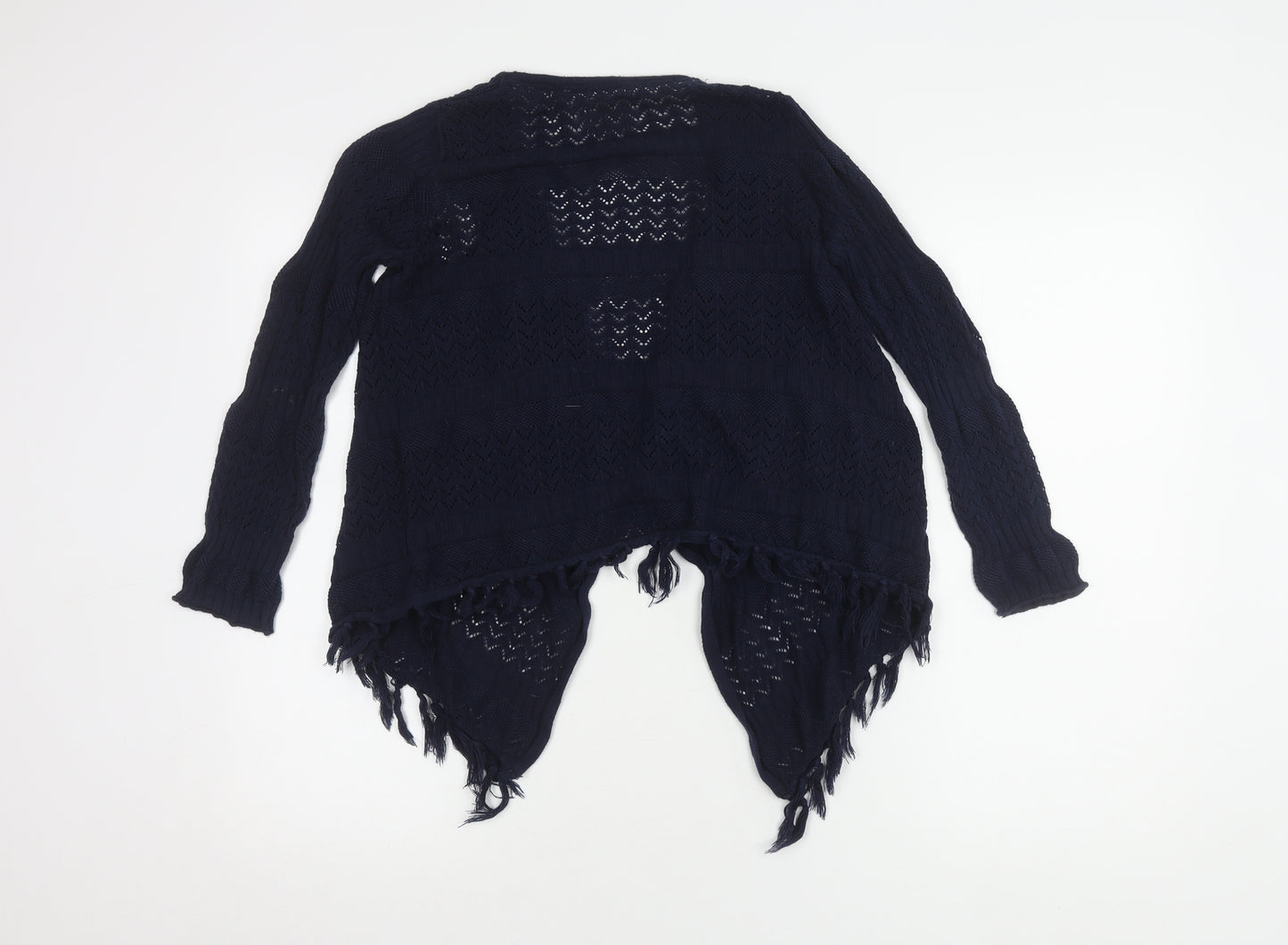 Mantaray Girls Blue Cardigan Age 7-8 Fringe Knit Lightweight