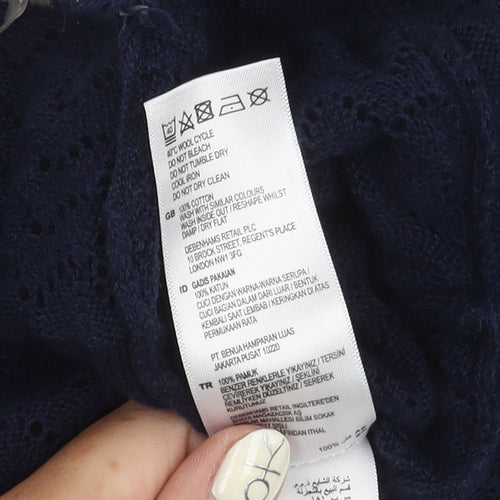 Mantaray Girls Blue Cardigan Age 7-8 Fringe Knit Lightweight