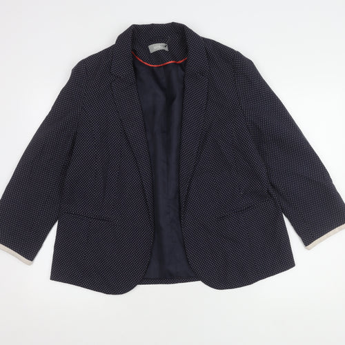 Wallis Women's Blue Spotted Blazer - Size 16