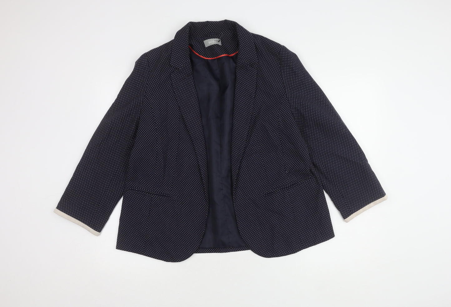 Wallis Women's Blue Spotted Blazer - Size 16