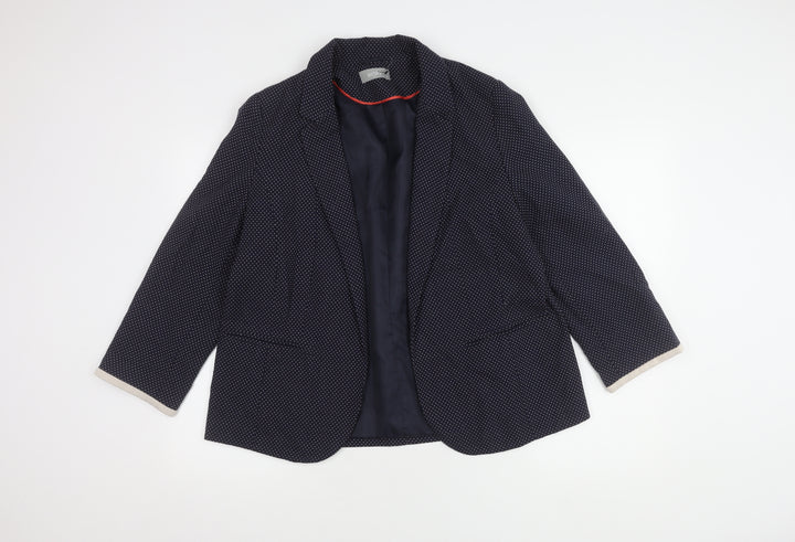 Wallis Women's Blue Spotted Blazer - Size 16