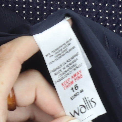Wallis Women's Blue Spotted Blazer - Size 16