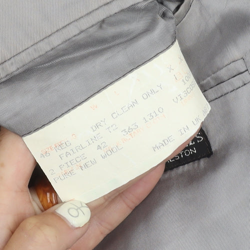Magee Men's Grey Wool Blazer 46 Regular Fit Jacket