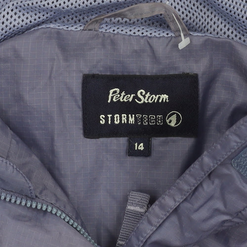 Peter Storm Women's Blue Hooded Rain Jacket Size 14