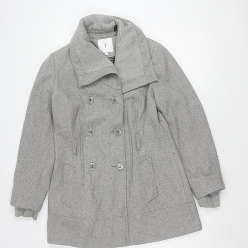 Jasper Conran Women's Grey Wool Blend Pea Coat Size 14
