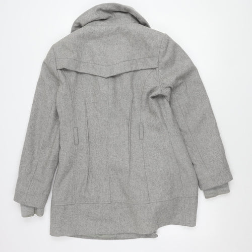 Jasper Conran Women's Grey Wool Blend Pea Coat Size 14