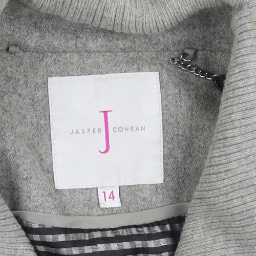 Jasper Conran Women's Grey Wool Blend Pea Coat Size 14