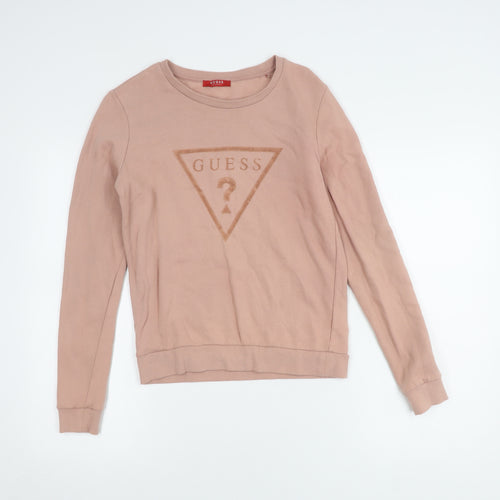 Guess Womens Pink Logo Pullover Sweatshirt XS