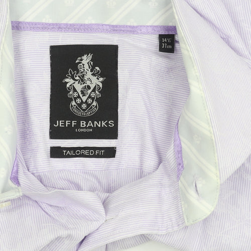 Jeff Banks Men's Purple Striped Slim Fit Shirt 14.5