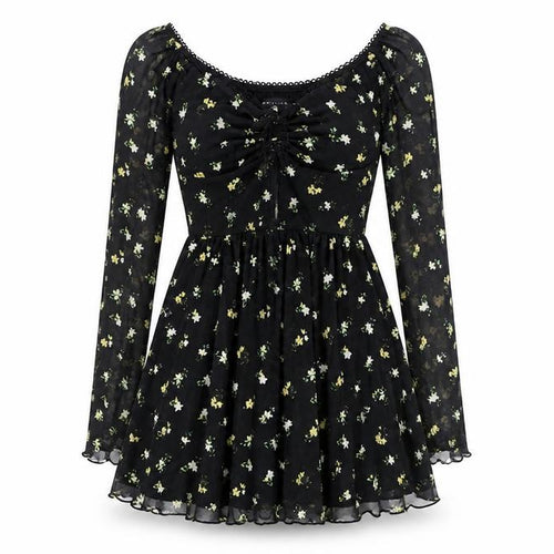 ASOS DESIGN Women's Black Floral A-Line Dress Size 8