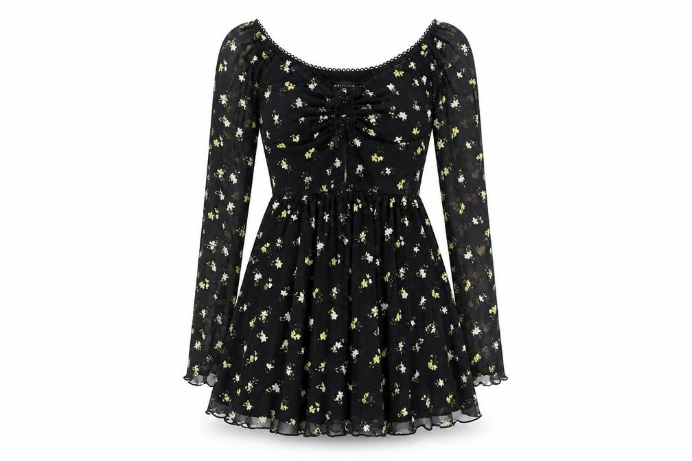 ASOS DESIGN Women's Black Floral A-Line Dress Size 8