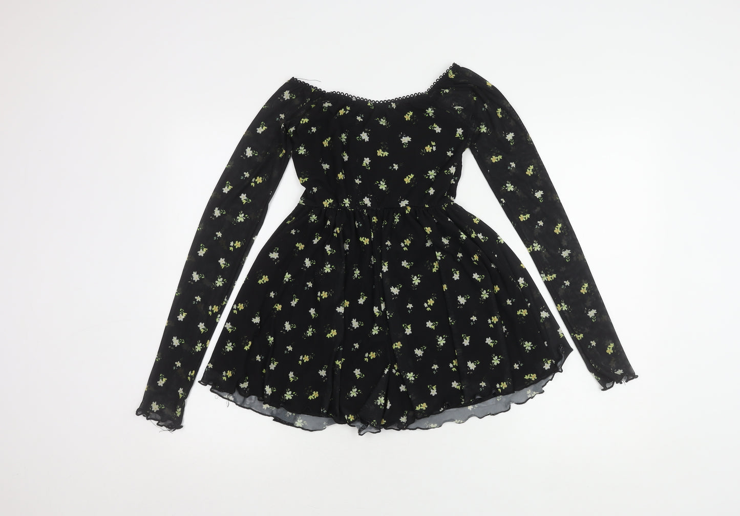 ASOS DESIGN Women's Black Floral A-Line Dress Size 8