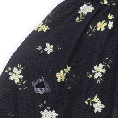 ASOS DESIGN Women's Black Floral A-Line Dress Size 8