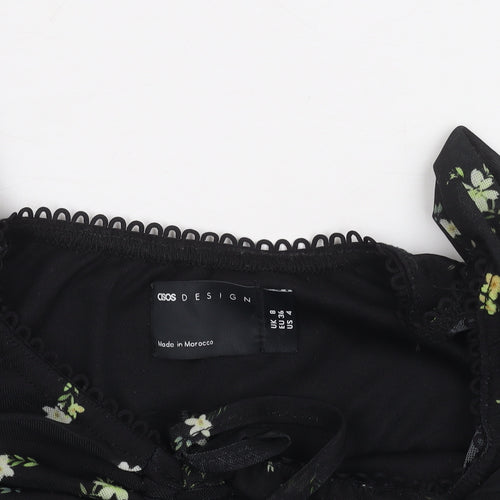 ASOS DESIGN Women's Black Floral A-Line Dress Size 8