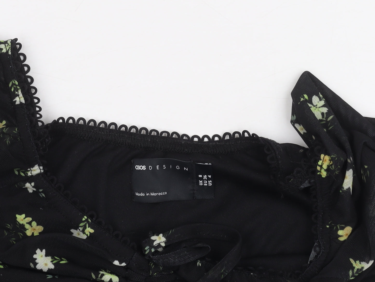 ASOS DESIGN Women's Black Floral A-Line Dress Size 8
