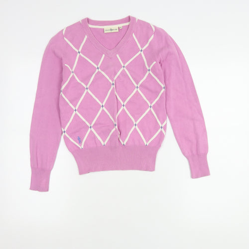 Glenmuir Women's Pink XS Argyle Pullover Jumper