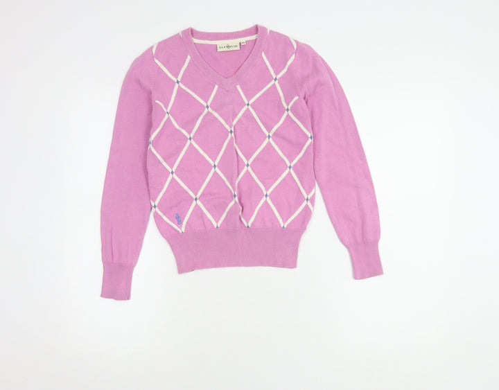 Glenmuir Women's Pink XS Argyle Pullover Jumper