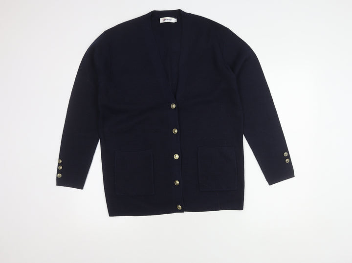 Damart Women's Blue Cardigan, Size 12, V-Neck Knit
