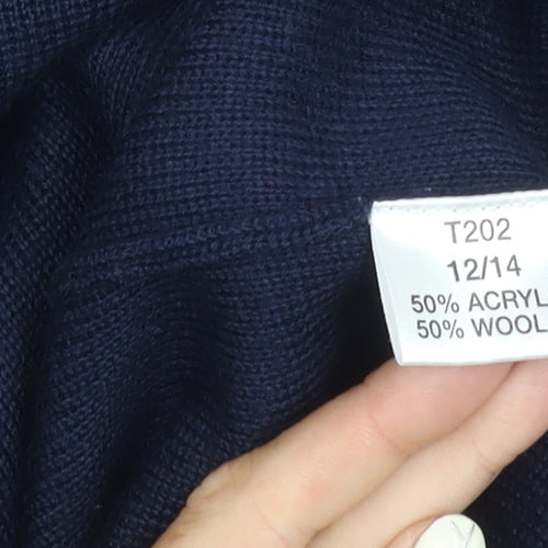 Damart Women's Blue Cardigan, Size 12, V-Neck Knit