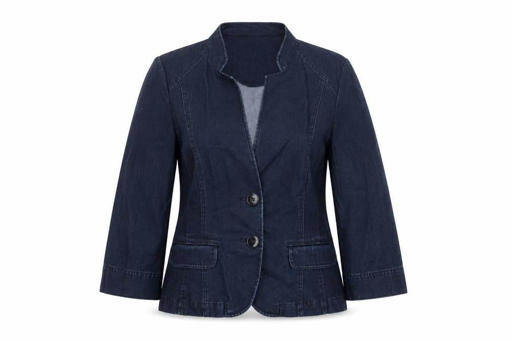 Front view of Viyella Women's Blue Lyocell Blazer, size 12