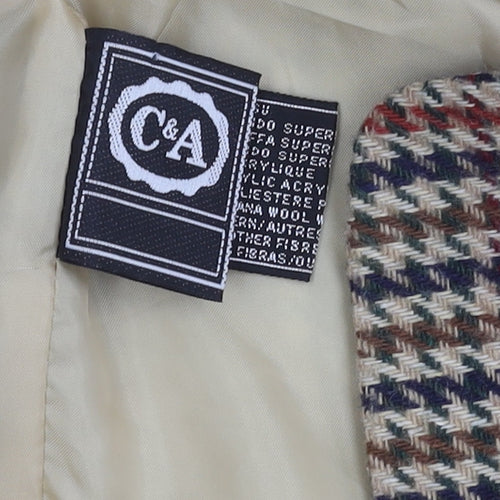 C&A Women's Multicoloured Houndstooth Blazer Size 10
