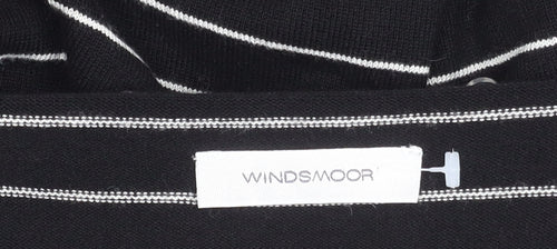 Windsmoor Women's Black V-Neck Striped Pullover Jumper L